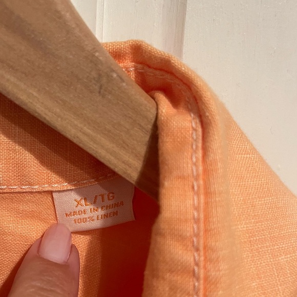 Tommy Bahama 100% Linen Mens Orange Casual Button Down Shirt XL - Picture 3 of 4